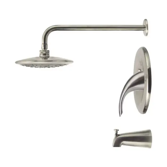 1-Spray 8 in. Single Wall Mount Fixed Rain Shower Head in Brushed Nickel