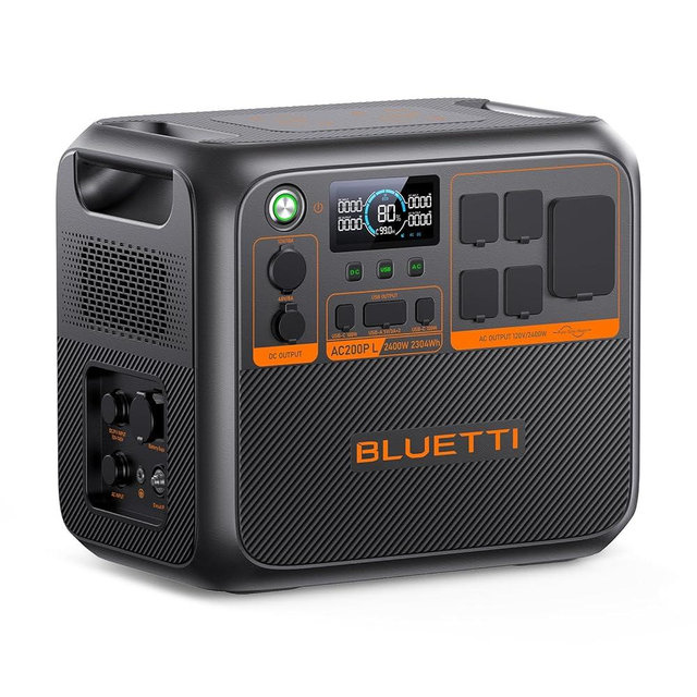 BLUETTI AC200PL Portable Power Station, 2304Wh Solar Generator, Expandable to 8448Wh w/ 4 2400W AC Outlets (3600W Power Lifting), 30A TT30 Output, LiFePO4 Battery Backup for RV, Camping, Home Use