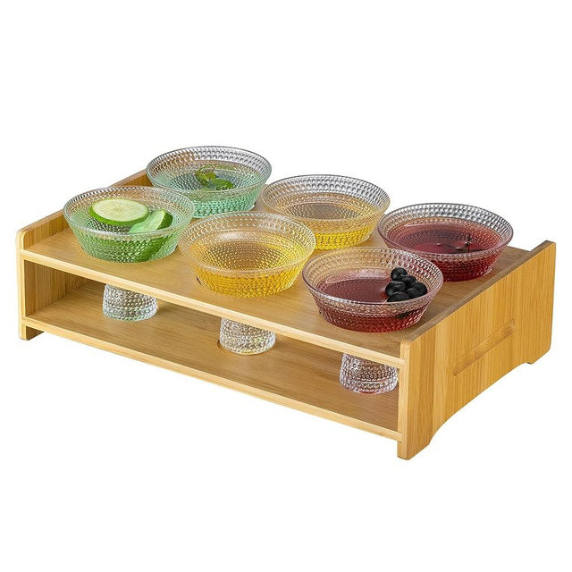 PTSTING Martini Glasses Holder Set Vintage Margarita Glasses(Set of 6) Bar Glasses (7.8 oz) Wood Serving Tray for Martini,Cocktail,Margarita,Cosmopolitan for Manhattan, Brandy