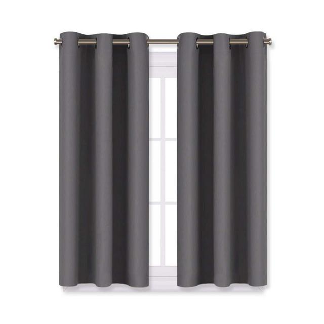 NICETOWN Grey Blackout Curtain Panels for Bedroom, Thermal Insulated Grommet Top Blackout Draperies and Drapes (2 Panels, W29 x L45 inches, Grey)