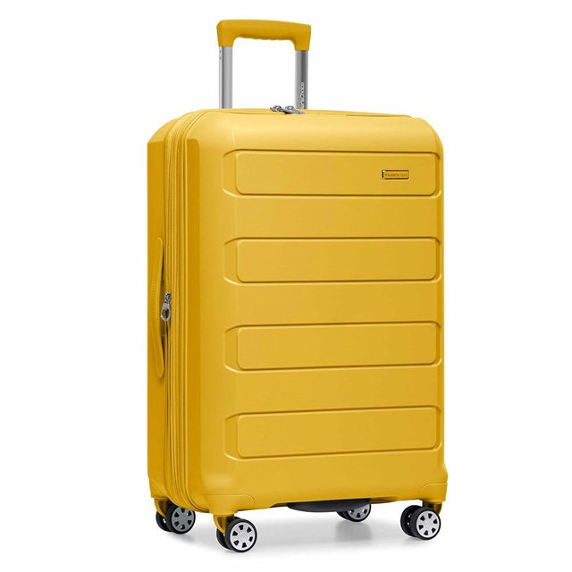 Traveler's Choice Pagosa Hardshell Expandable Luggage with Spinner Wheels, Yellow, 27-Inch Medium