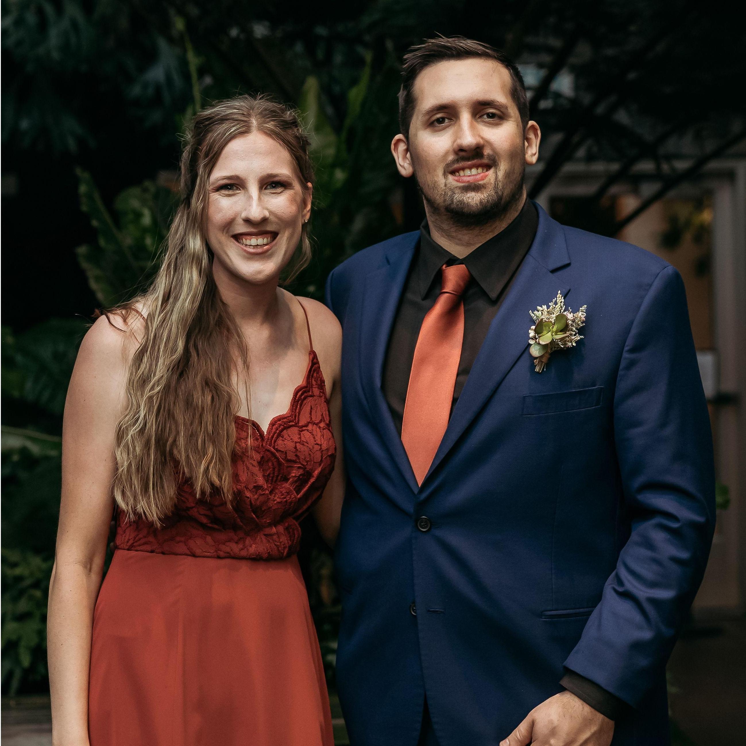 Dressed up for our friends' wedding!
