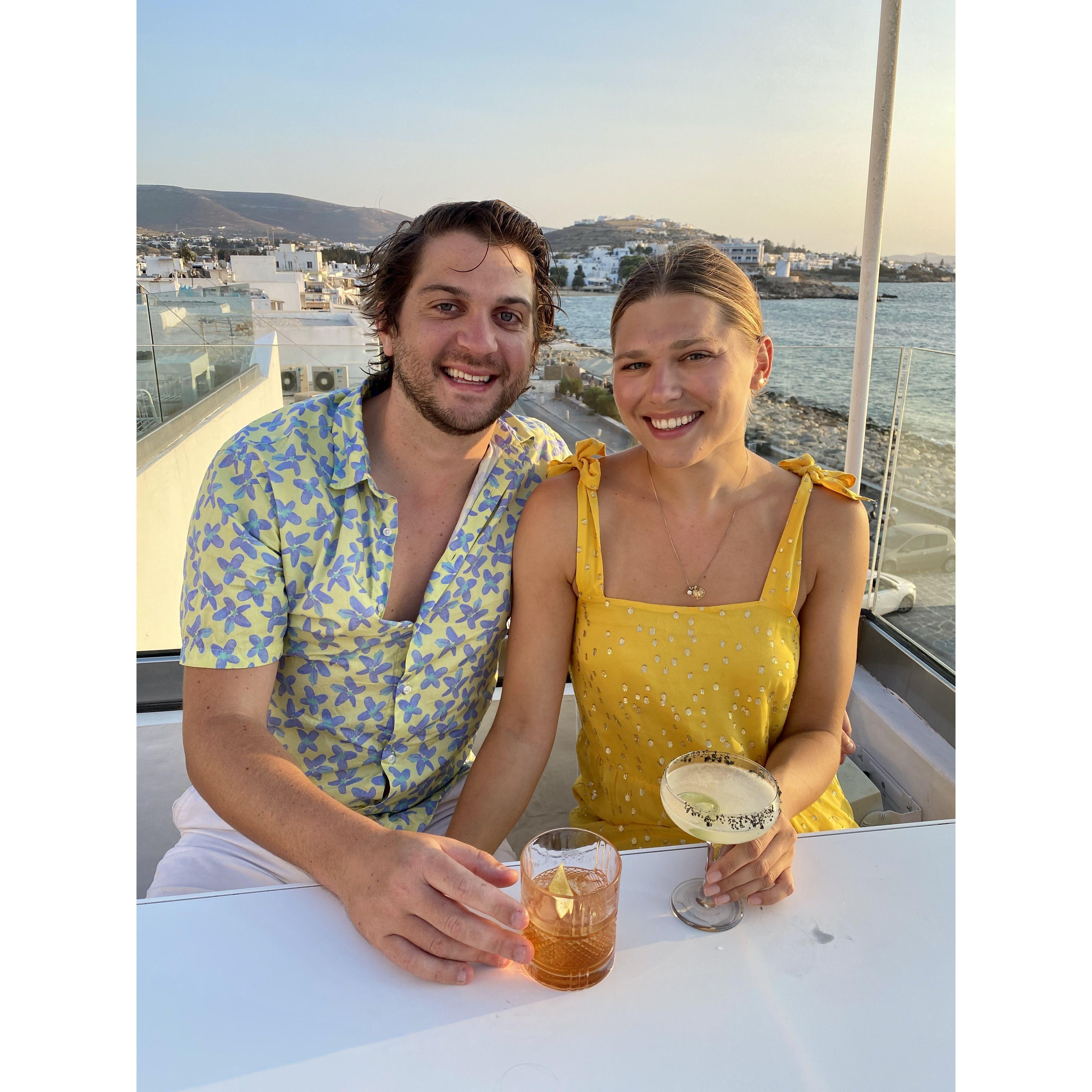 Paros, Greece at our favorite rooftop bar, Bebop x Joomla