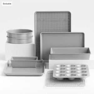 Crate & Barrel 10-Piece Non-Stick Bakeware Set (Silver) | Crate & Barrel