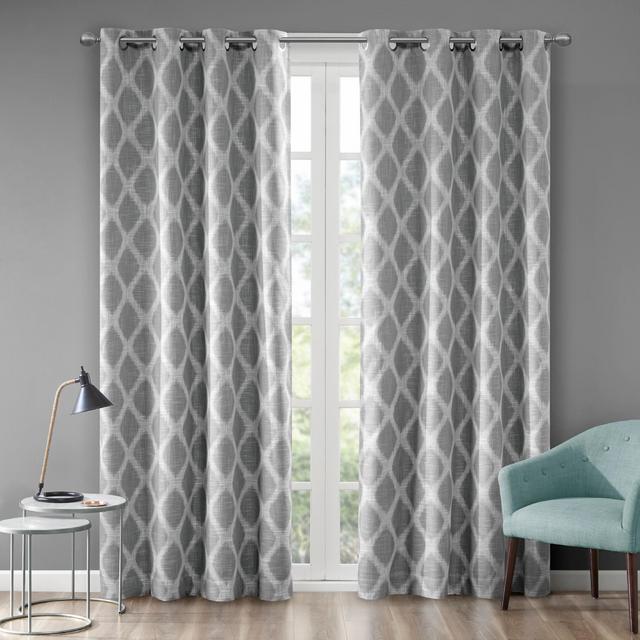 84"x50" Etro Printed Ikat Blackout Curtain Panel Gray
