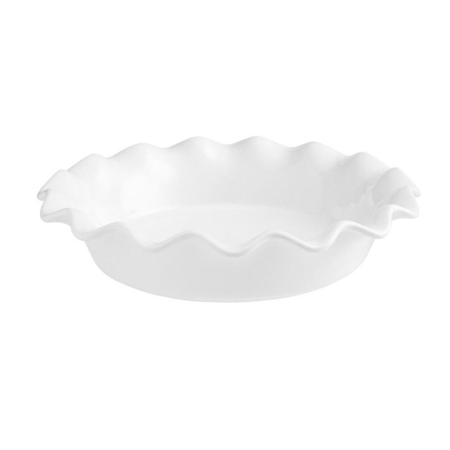 White Ceramic Ruffled Pie Dish