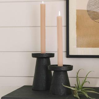 Stoneware Pillar & Taper 2-Piece Candle Holder Set