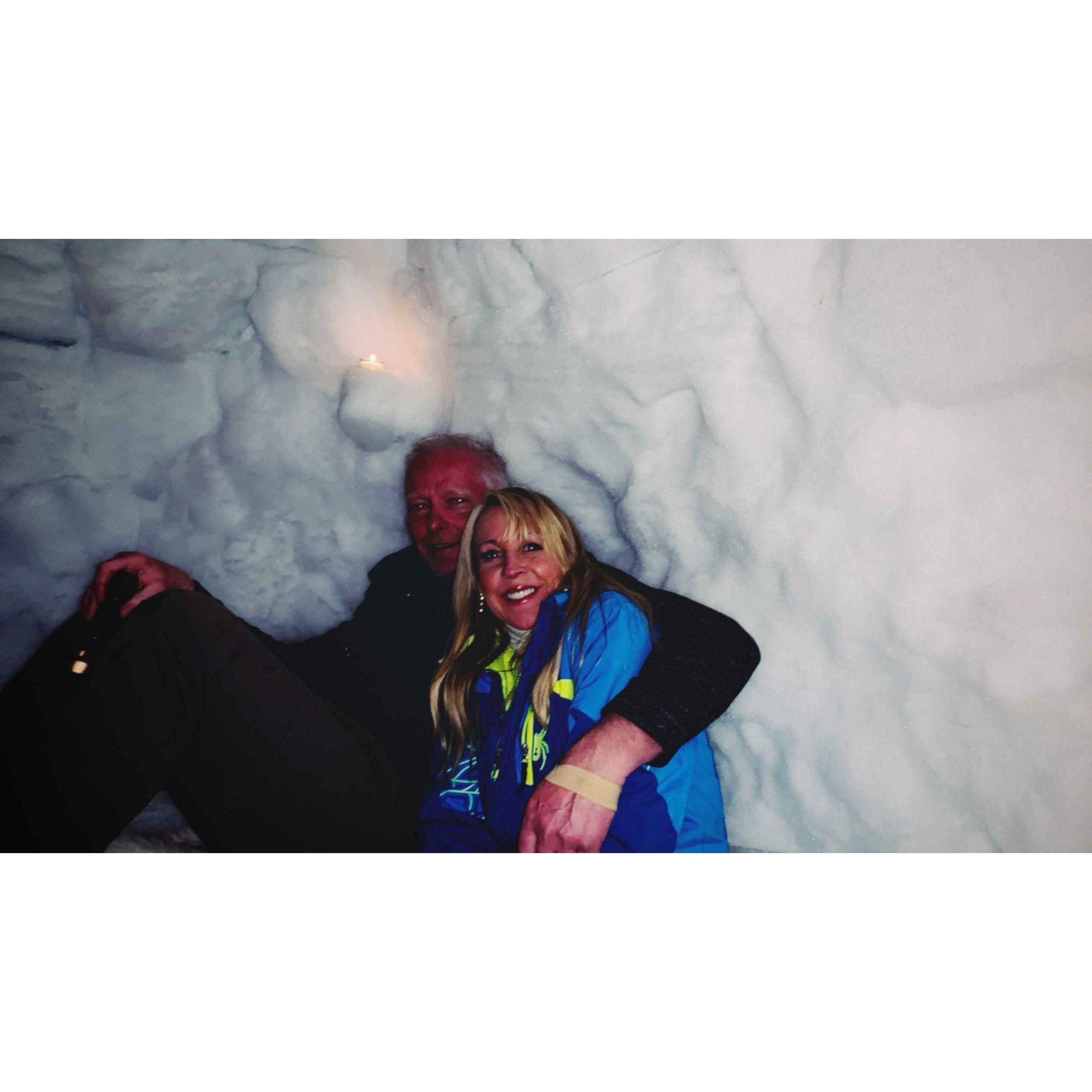 Our first igloo built by Larry and the kids in McCall. Mind-blowing!