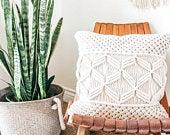 Macrame Throw Pillow Cover | Boho pillow...