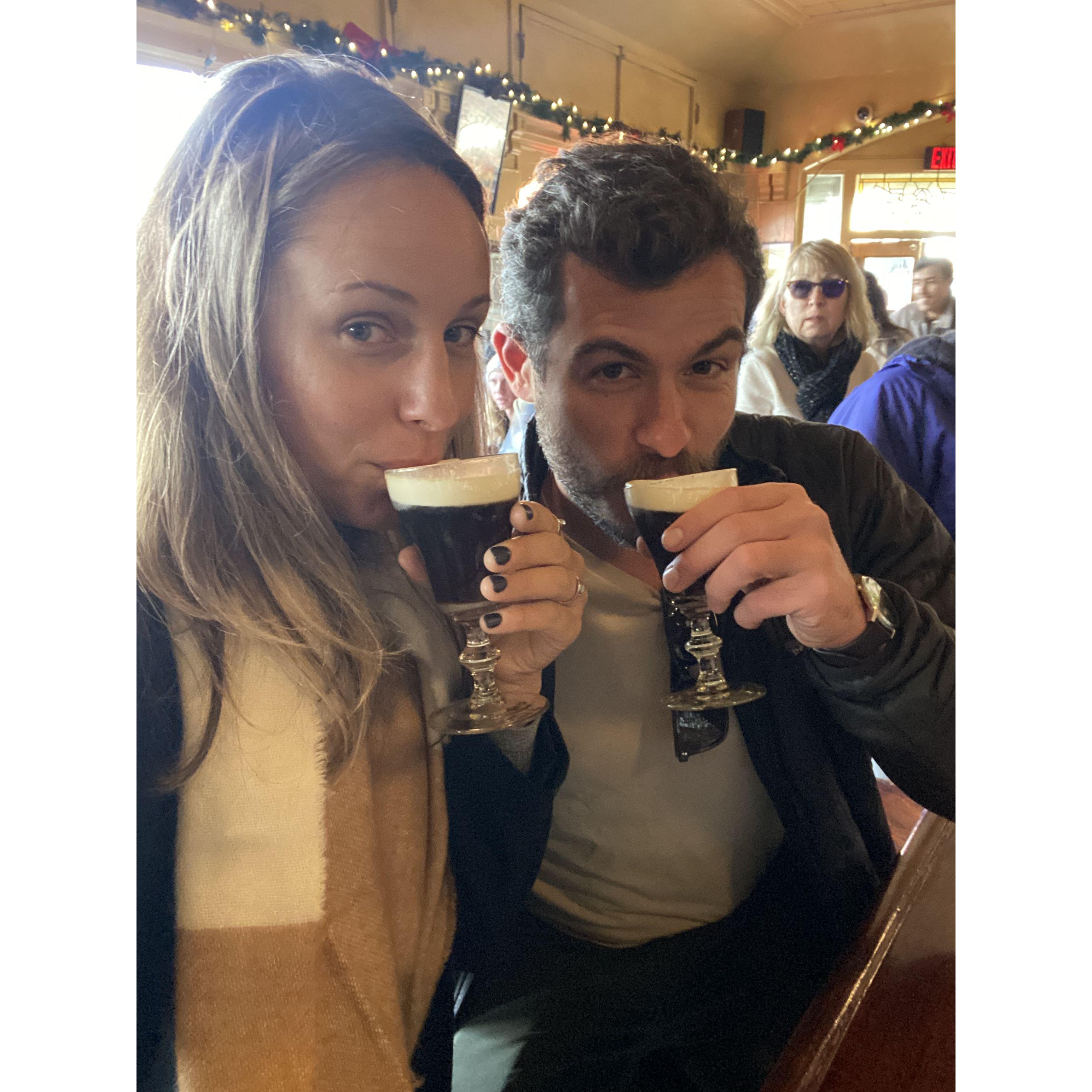 JJ's first trip to visit Kyle in SF. First stop: irish coffees!