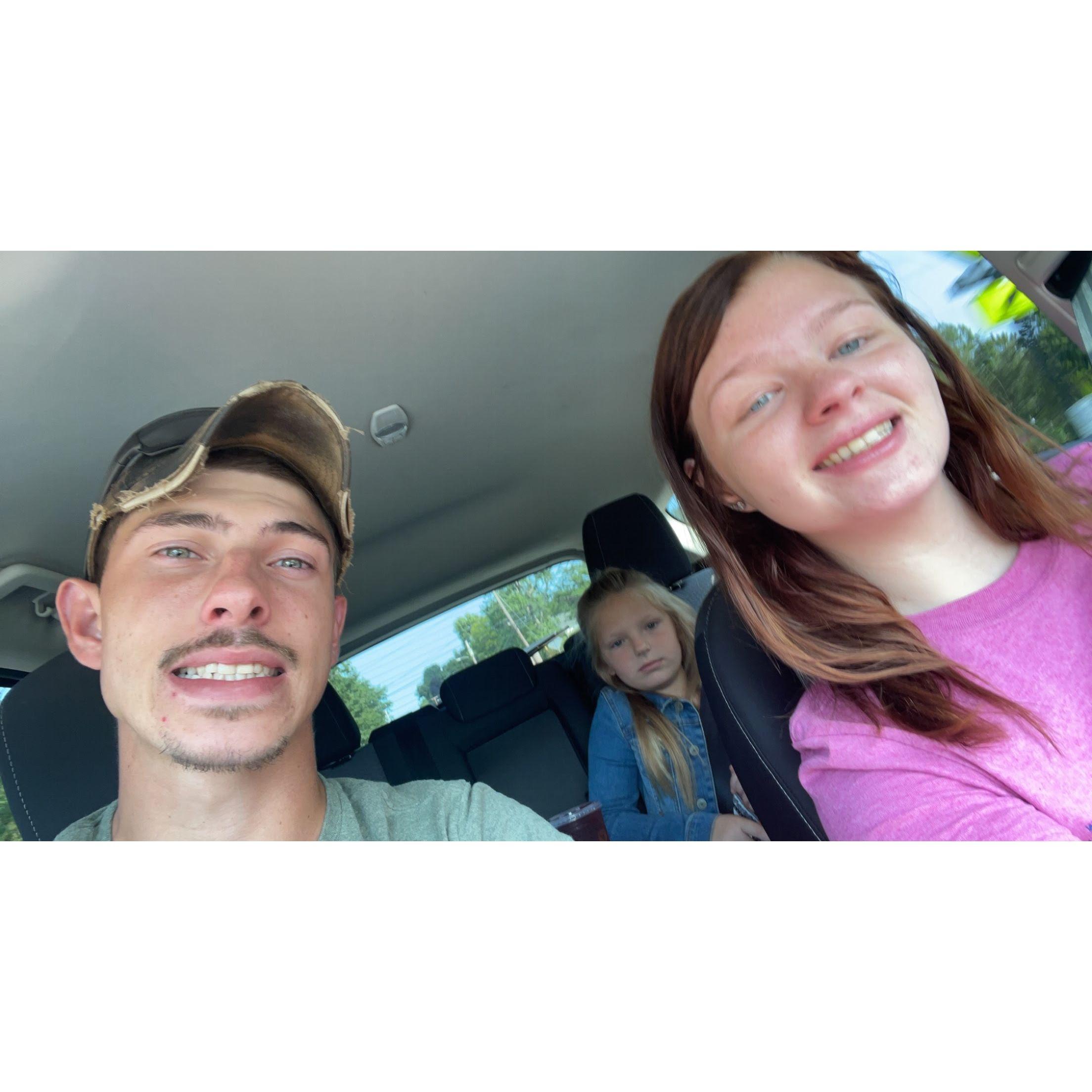 August 1, 2021 - The first weekend we took care of a child, also known as my cousin Kayleigh. We were all exhausted, in line to get coffee to wake up.
