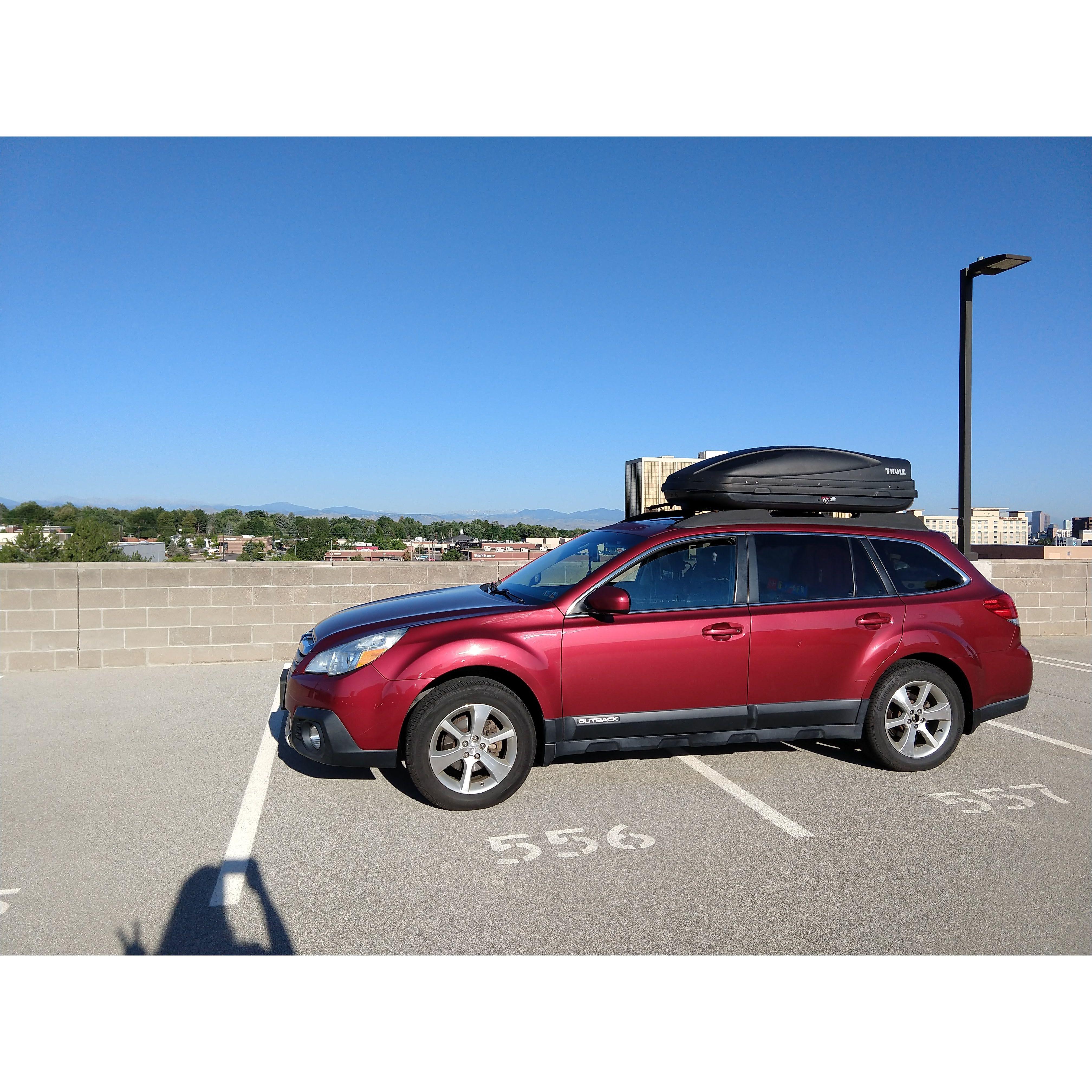 Ruby packed up and ready to move to Portland!