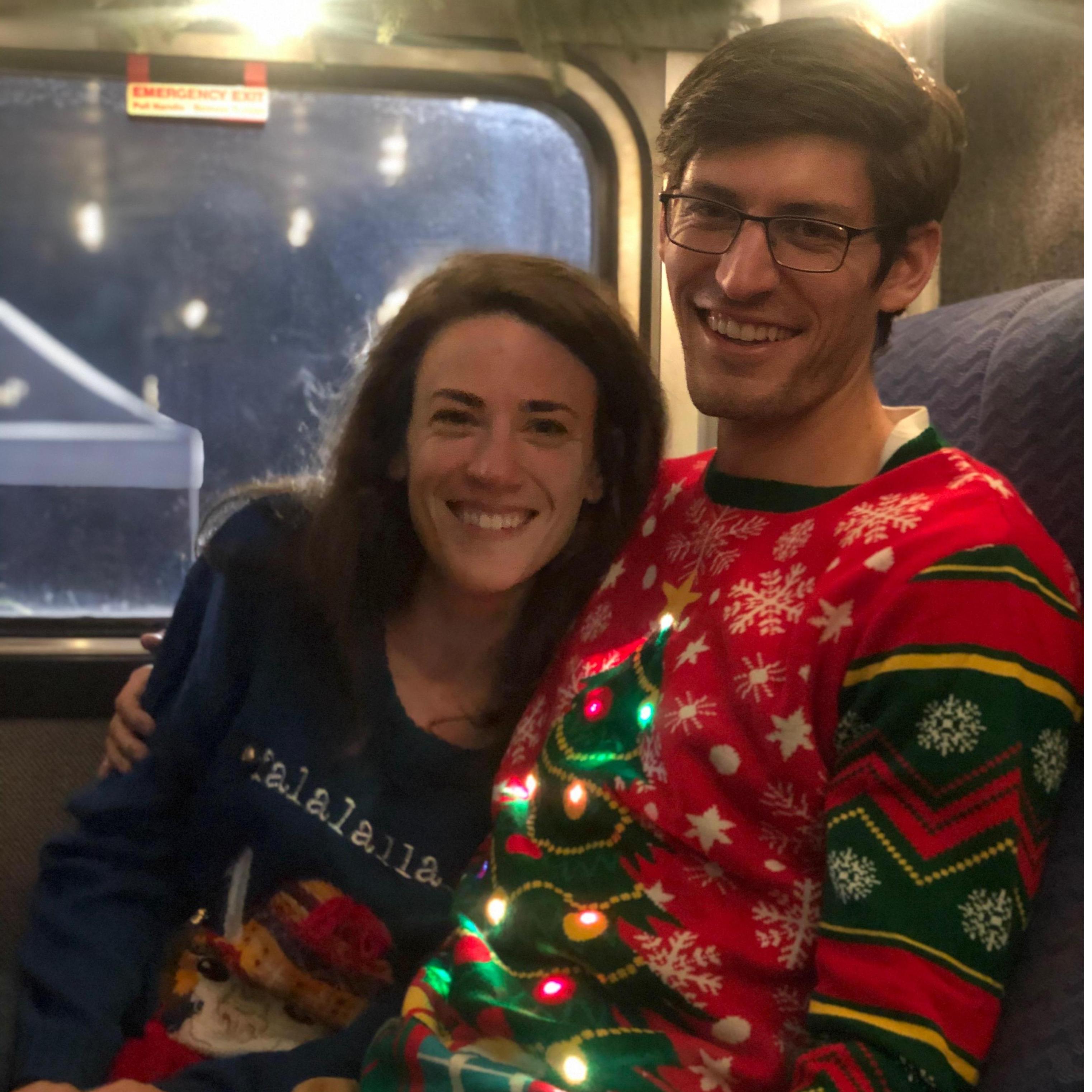 Emily's Polar Express Train Birthday Extravaganza! Ugly Christmas sweaters and all.