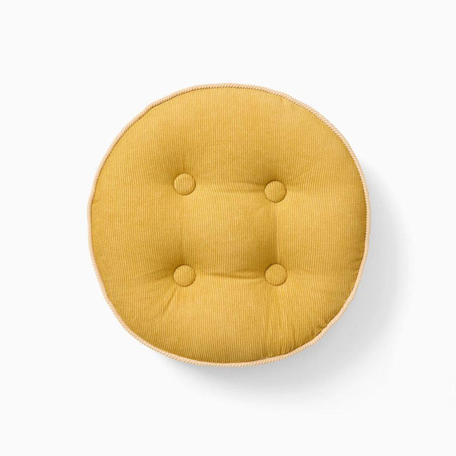 Emma Chamberlain Corduroy Button Pillow, 14", Yellow