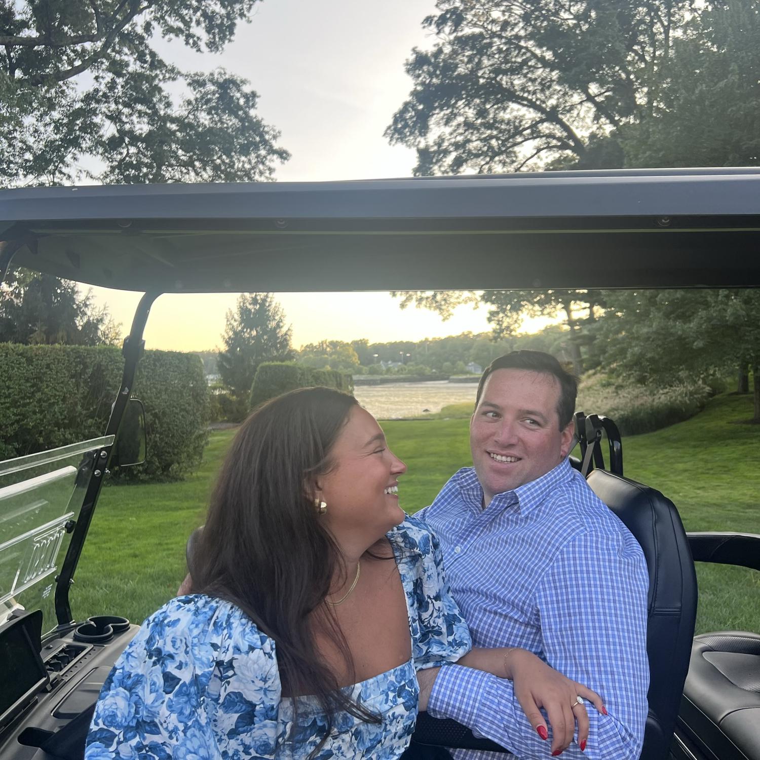 All smiles in Septemeber 2023 - excited for many months of wedding planning!