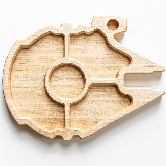 Drapela Works® USA Made - Star Wars Millennium Falcon Cutting Board Tray/Star Wars Charcuterie Board/Cheese Board - Handcrafted from Hardwood - Star Wars Kitchen Accessories (Maple)
