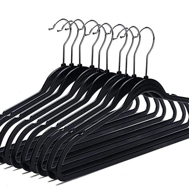 Quality Hangers Clothes Hangers 20 Pack - Non-Velvet Plastic Hangers for Clothes - Heavy Duty Coat Hanger Set - Space-Saving Closet Hangers with Black Swivel Hooks - Functional Non-Flocked Hangers