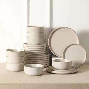 Earth & Clay Amber 12-Piece Dinnerware Set Stoneware, Dishwasher and Microwave Safe Plates and Bowls Set, Dish Set for 4, White Speckled