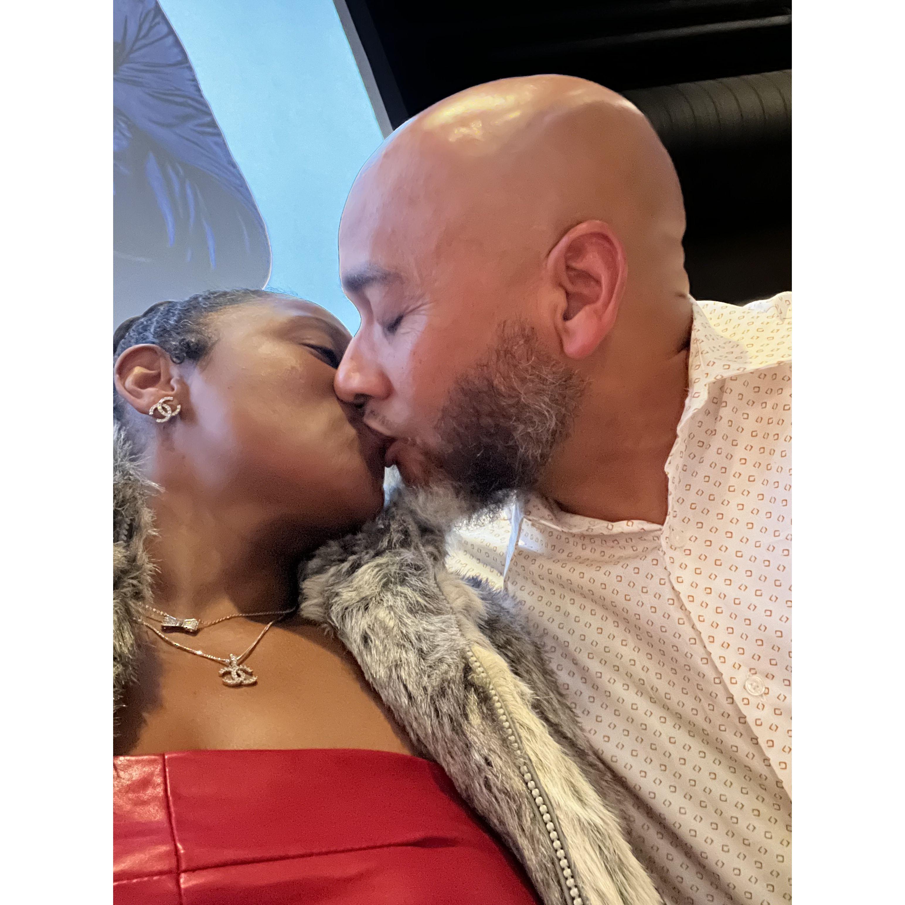 He’s always stealing kisses…