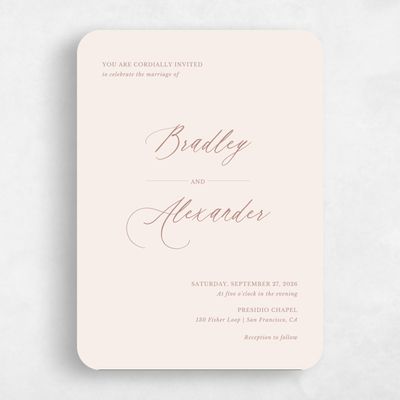 Beige Rounded Wedding Invitation - Andros Portrait