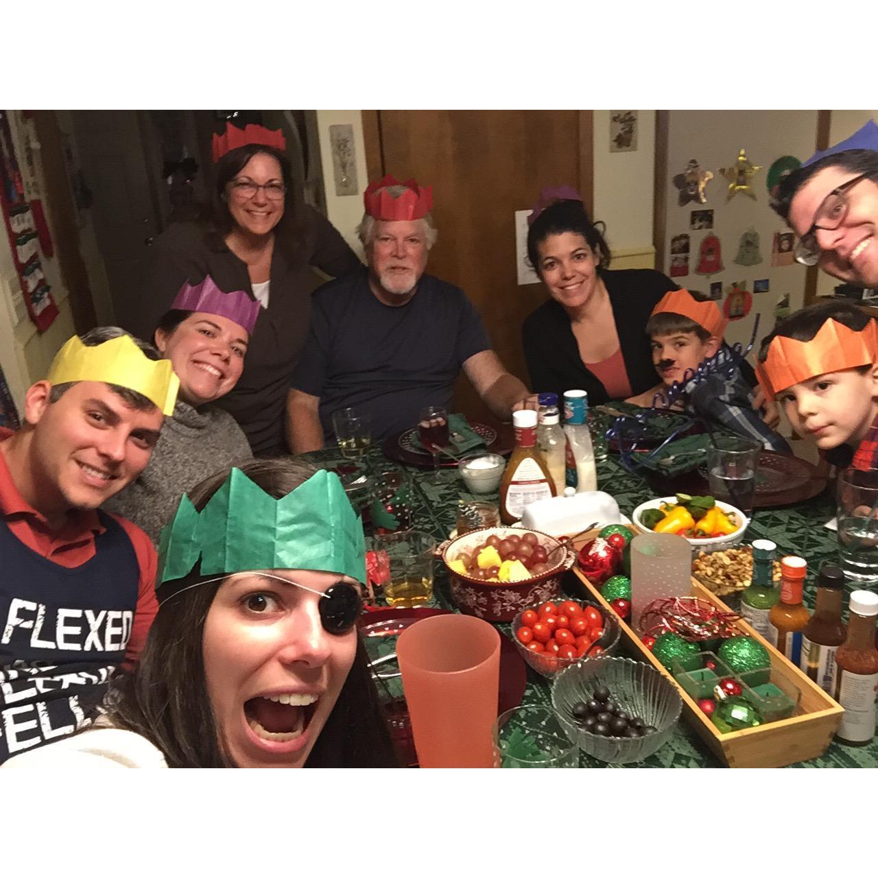 With Liz's family on Christmas.