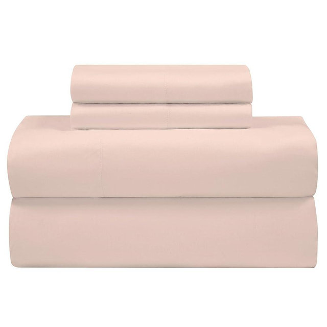 ROYALE LINENS Bamboo Viscose King Sheet Set - Cooling Bed Sheet Set - 1 Fitted, 1 Flat & 2 Pillowcase - Fits Up to 16" - Organic Viscose Derived from Bamboo - Bedding Sheet Set (King, Morganite)