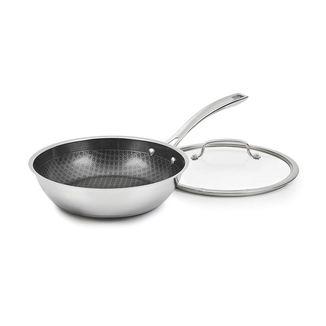 Cuisinart FusionPlus Hybrid Stainless Steel Cookware, 10.25-Inch Deep Fry Pan Skillet with Cover, PFAS-Free PURELYSEAR Ceramic Technology, Scratch Proof, Cool Grip Handles, Dishwasher Safe