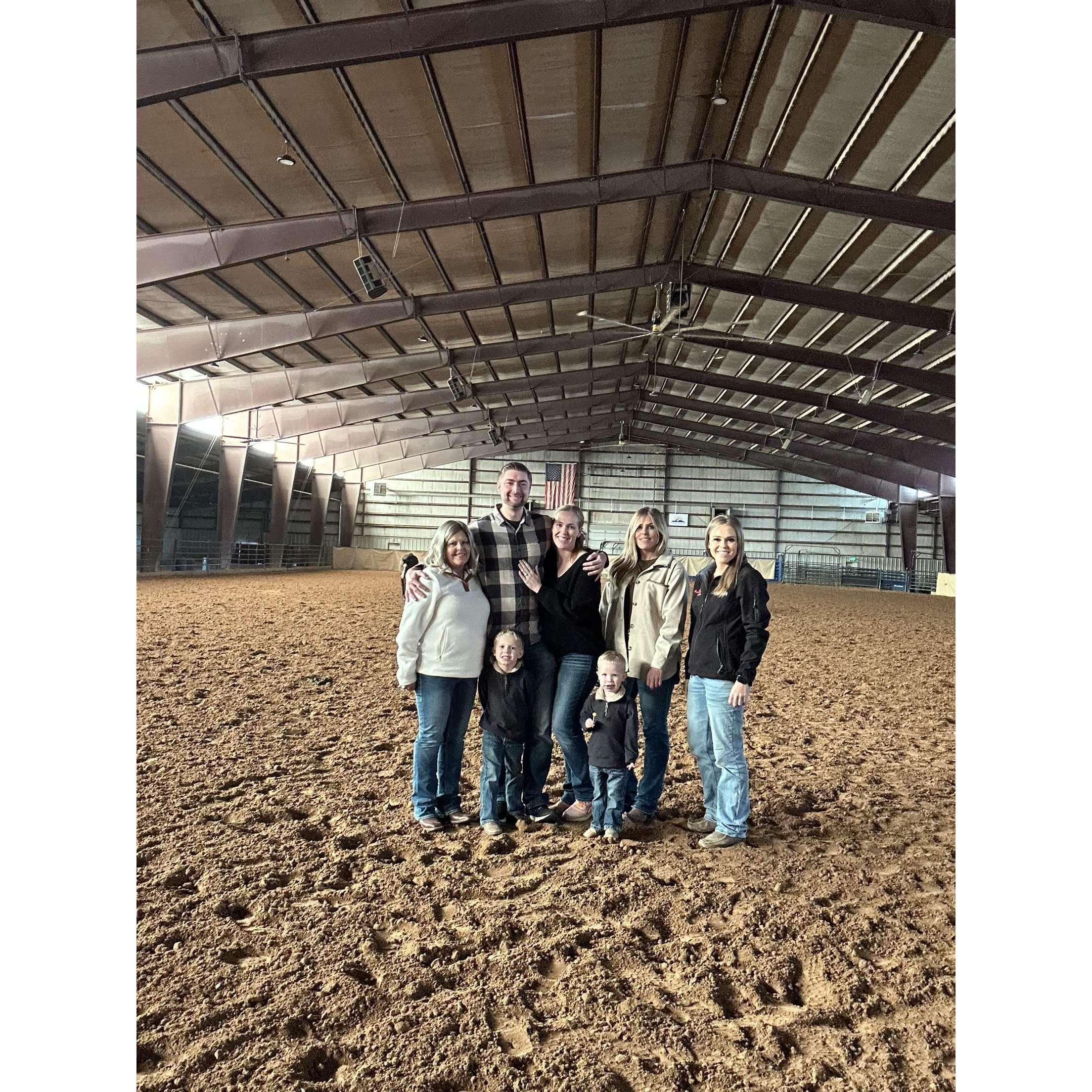 The family really helped me (Beau) out pulling off the engagement. Shout out to Allie who spent all night with a stomach bug, then rallied the boys and horses to the arena just for me and Lexie!