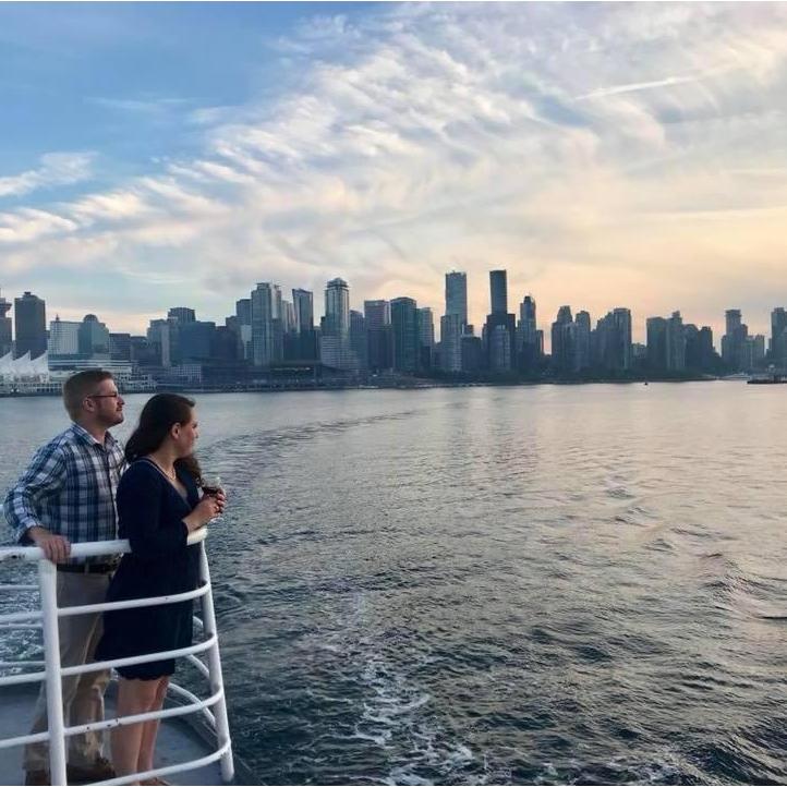 A stranger snapped this shot of us when we were on a dinner cruise in Vancouver! She rushed over to us and got our email address to be able to send it along!