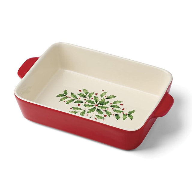 Lenox 898050 Holiday Rectangular Baking Dish, Medium, Christmas, Festive Kitchen Decor