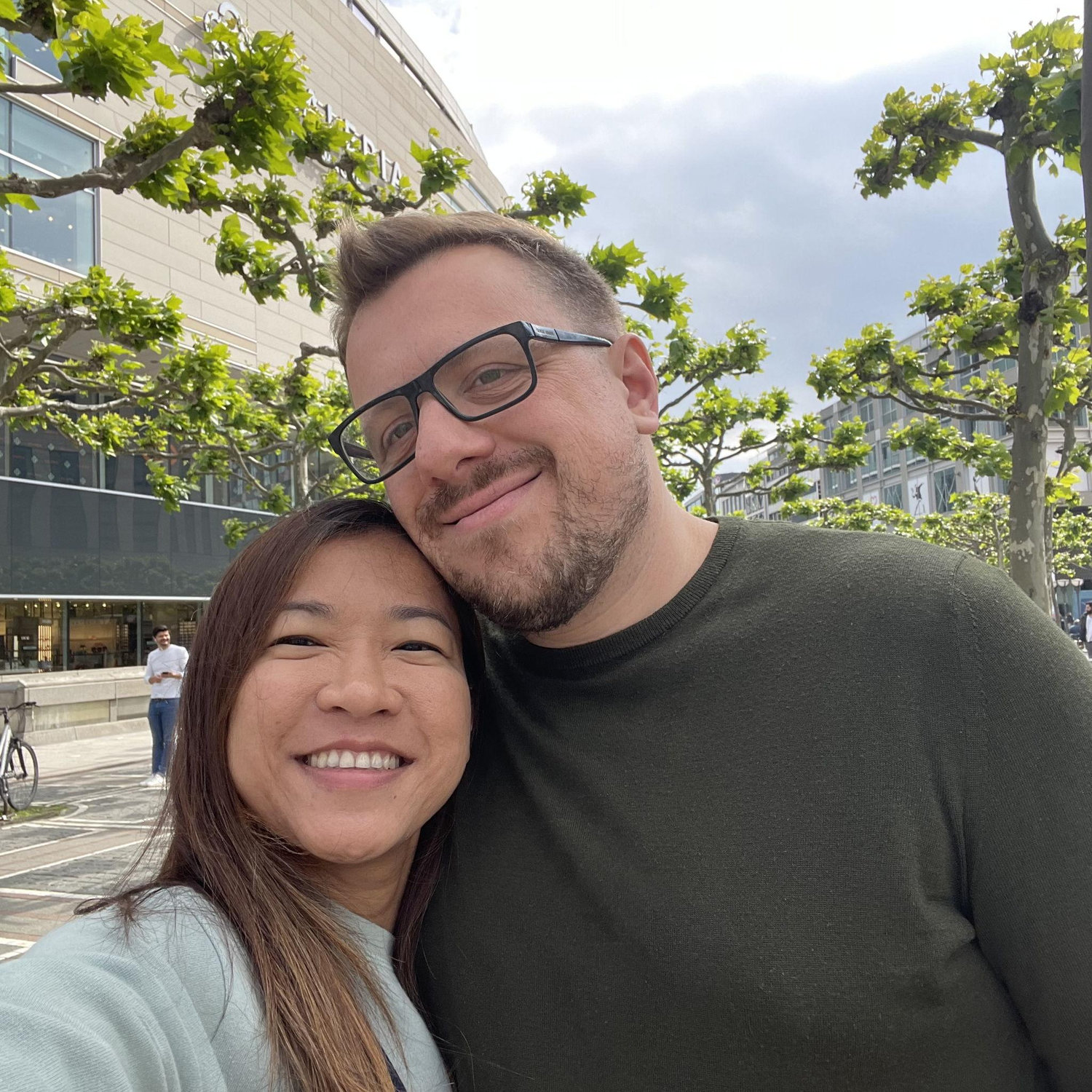 Jet lagged in Frankfurt on a layover during our first trip abroad!