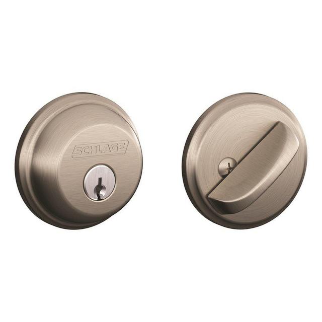 Schlage B60N 619 Single Cylinder Satin Nickel Deadbolt