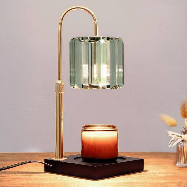 Yuichoy Candle Warmer Lamp with Timer, Dimmable Electric Candle Wamer Adjustable Height, Glass Modern Candle Melter Lamp, Elegant Home Decor, Green