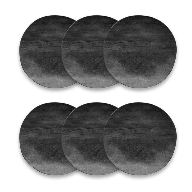 TarHong Faux Real Blackened Wood Salad Plate, 8.5", Planta (Majority Plant Based Melamine Material), Shatterproof, Indoor/Outdoor, Set of 6