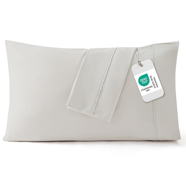 Bedsure King Size Pillow Cases Set of 2 - Brushed Microfiber Pillowcases 2 Pack, Super Soft Pillow Case Cover with Envelope Closure, Wrinkle, Fade and Stain Resistant, Linen, 20x36 Inches