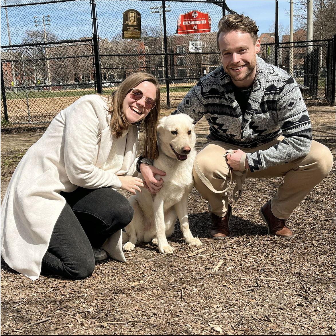 April 2022: Josh & Hallie rescue their dog Gilbert. Gilbert was in a shelter in Tennessee for over 4 years. He's such a good boy!!