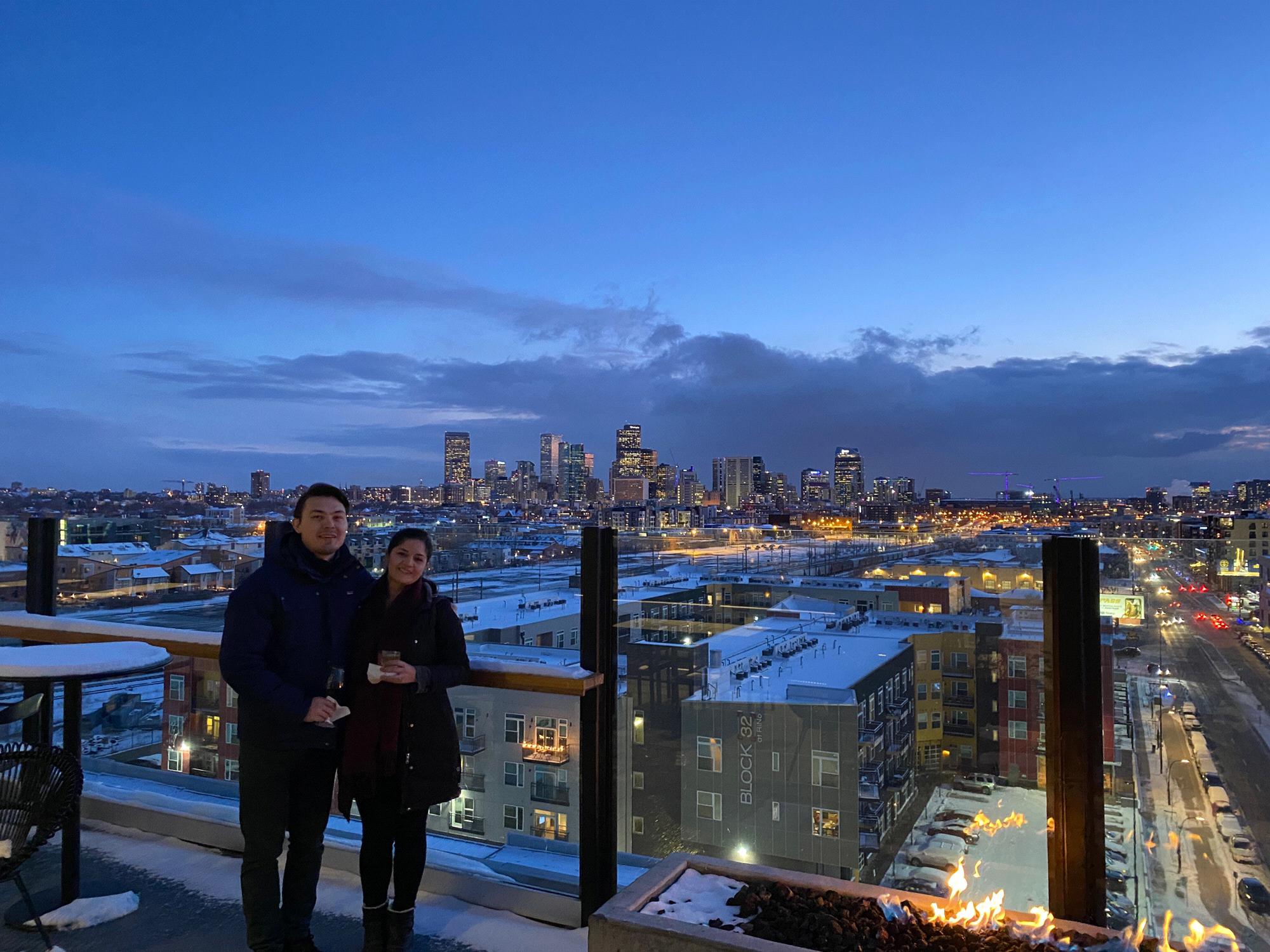 Sunset with the Denver CO skyline. Feb 2020