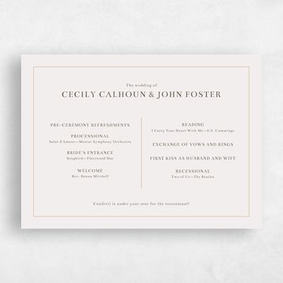 Brown Standard Wedding Program - Leia