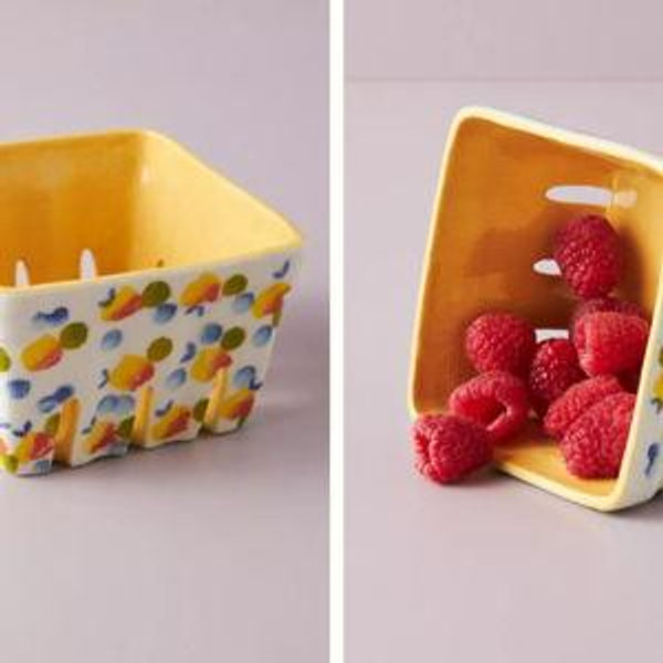 Floral Ceramic Berry Basket