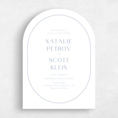 Blue Arch Wedding Invitation - Barga Portrait