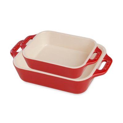 Staub Rectangular Ceramic Baking Dishes in Cherry (Set of 2)