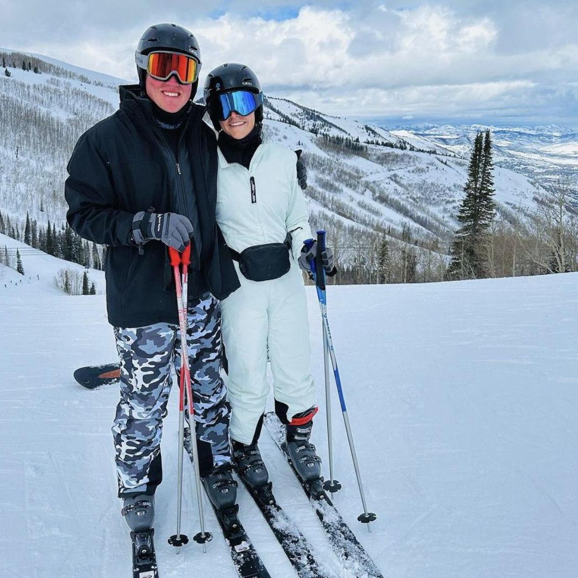 Gretchen Skiing in Utah, Ethan falling in Utah.
