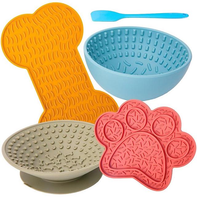 Smarty Barks - Dog Lick Mat 4pcs Set, Dog Slow Feeder Bowl & Licking Mats for Dogs and Cats Large and Small, Mental Stimulation for Dogs, Food Grade, Puppy Essentials Dog Products and Accessories