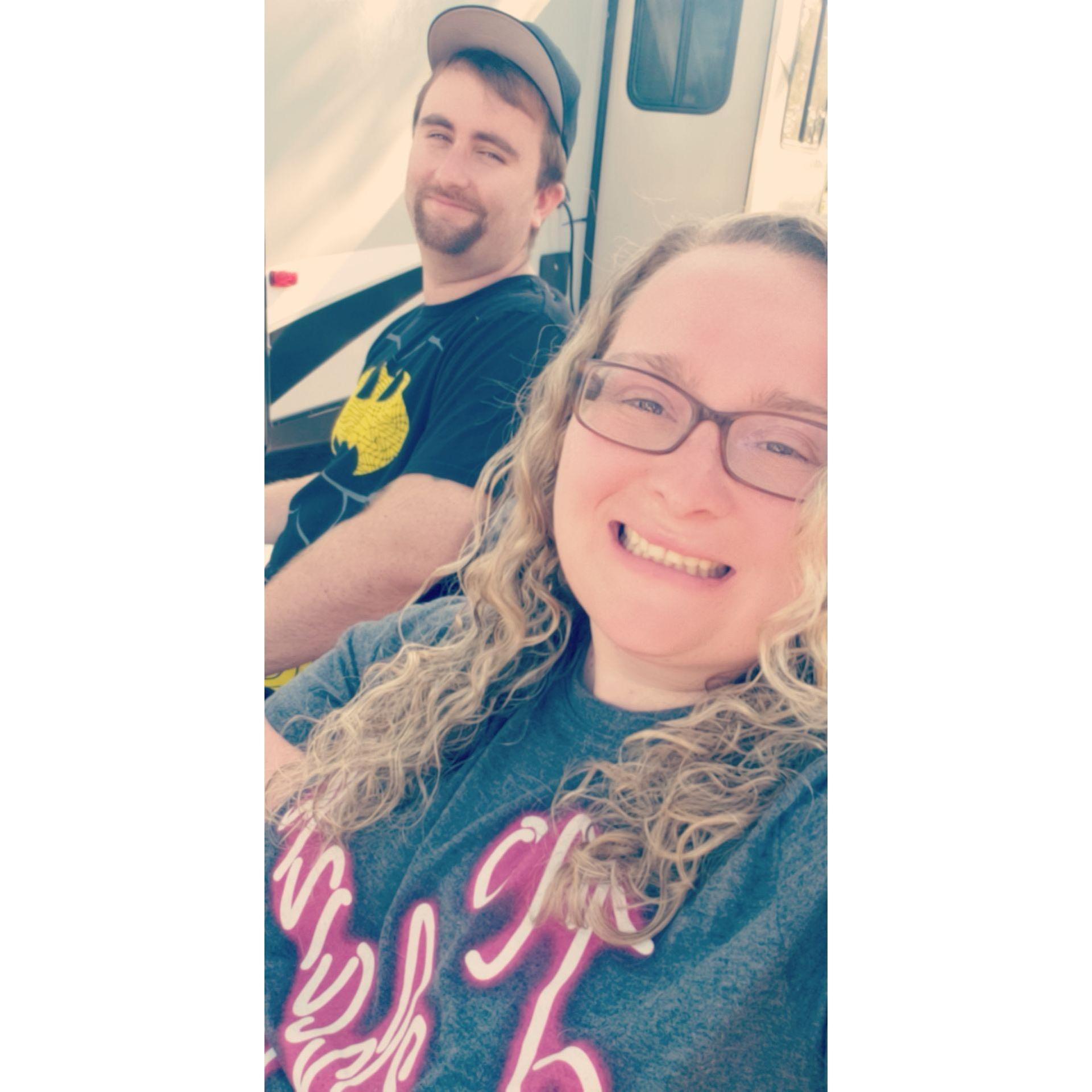 Camping with Mark's family in 2019