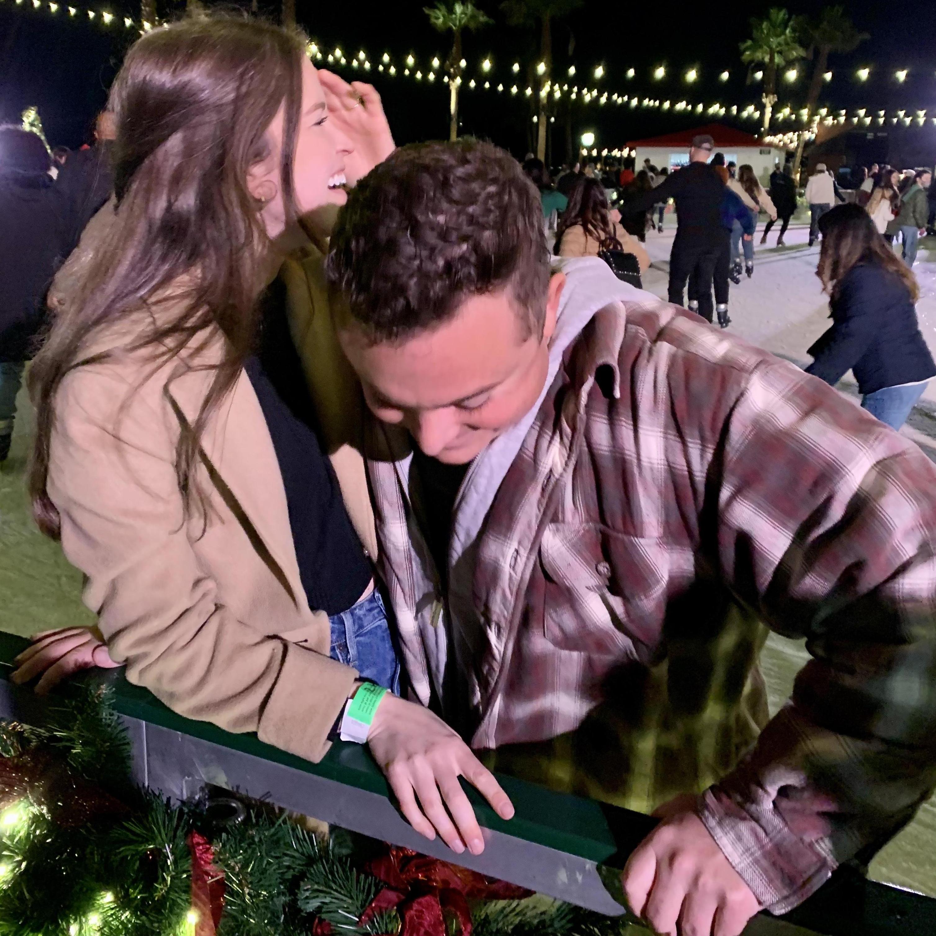 Attempting to ice skate at the Hotel Del Coronado.