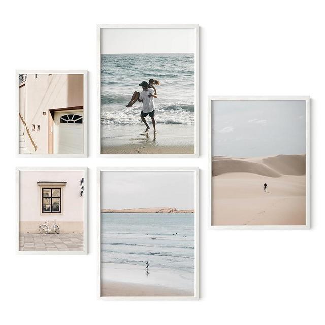 HAUS AND HUES Picture Frames for Wall - Set of 5 White Photo Frames, Photo Frame Collage, Bulk Picture Frames, Assorted Picture Frames, Picture Frames Bulk (Two 8x10, Three 12x16 White)