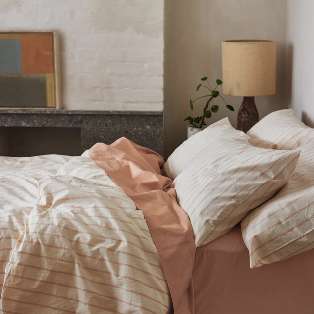 Blush Pink Slumber Stripe Cotton Duvet Cover