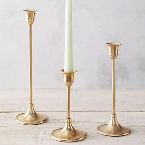 Antiqued Brass Candlestick, Large