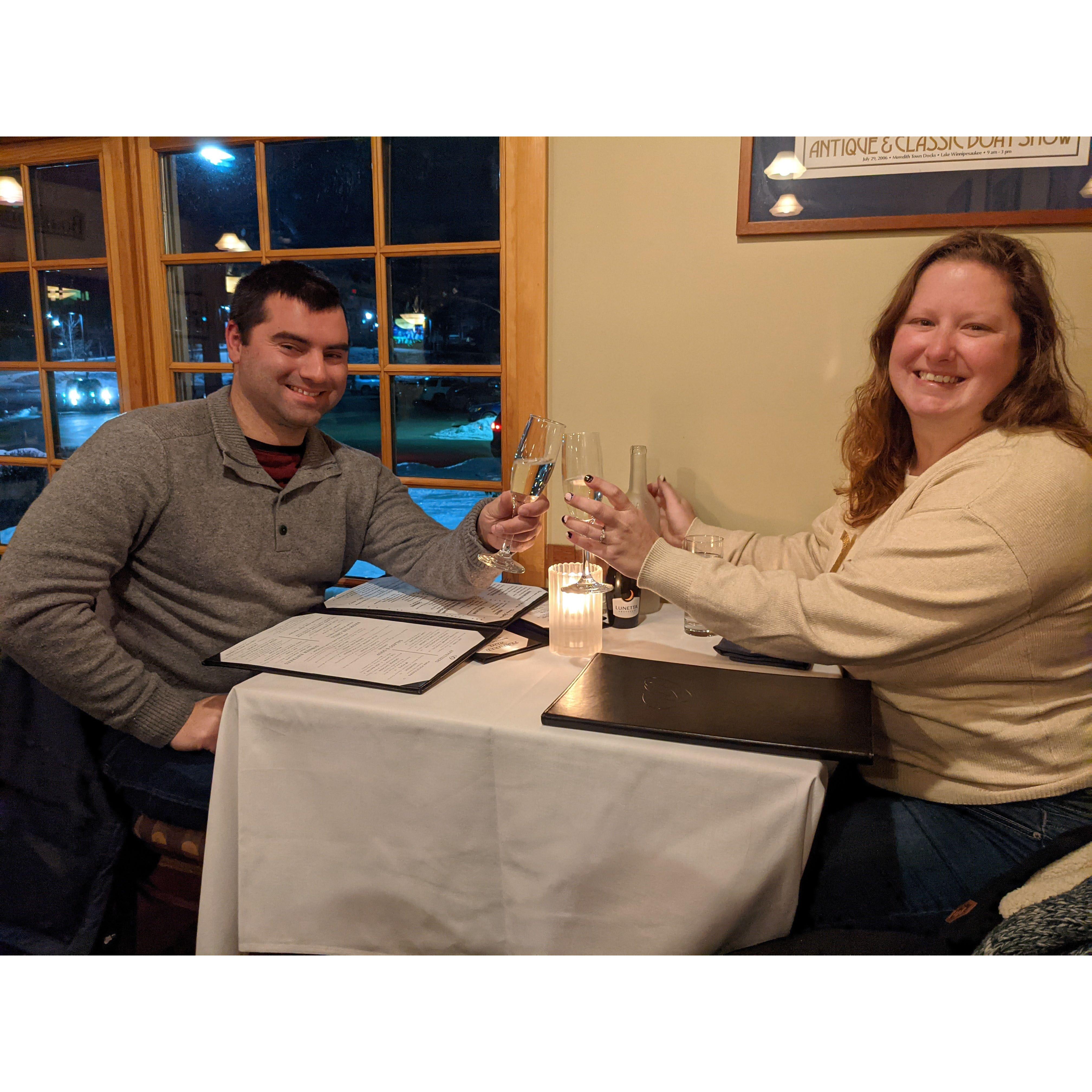 Dinner after the proposal! Free bubbles!