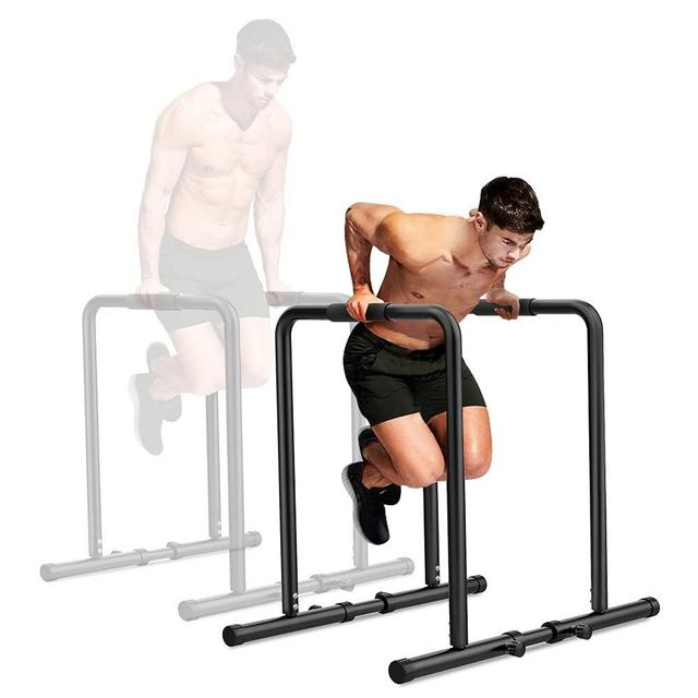 Dripex 500lbs Adjustable Dip Bar Heavy Duty Steel Dip Station, Home Dip Stand with Two Safety Connectors, Parallel Bars Dip Equipment for Calisthenics, Strength Training